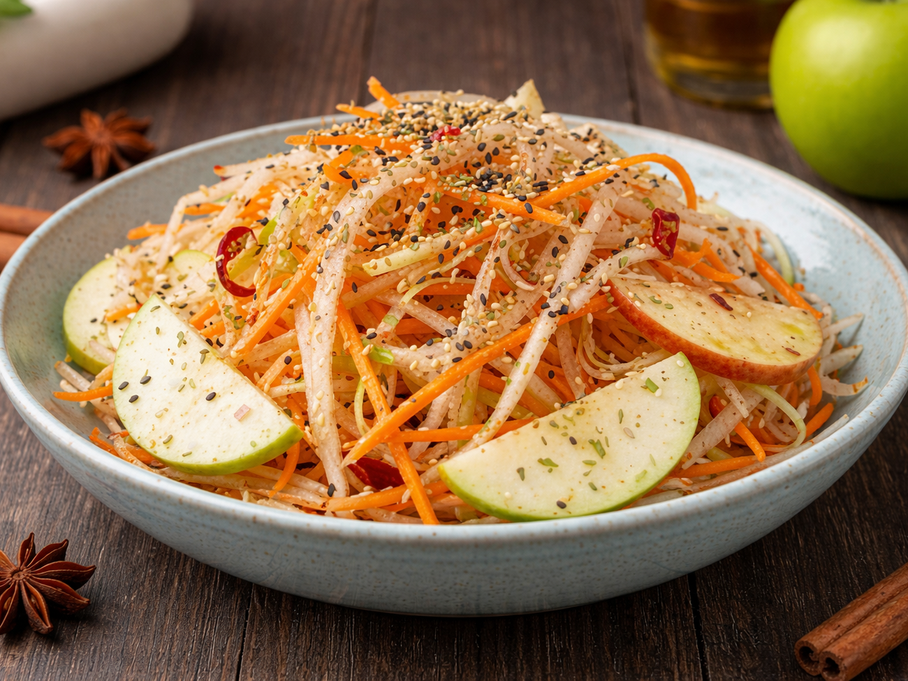 Салат будет вкуснее, если постоит в холодильнике около 30 минут после приготовления