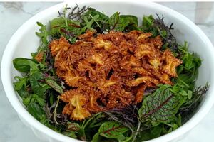 Подавайте салат сразу после сборки – макароны должны оставаться хрустящими