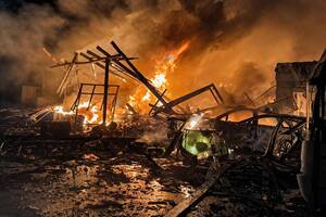 На месте прилетов был сильный пожар