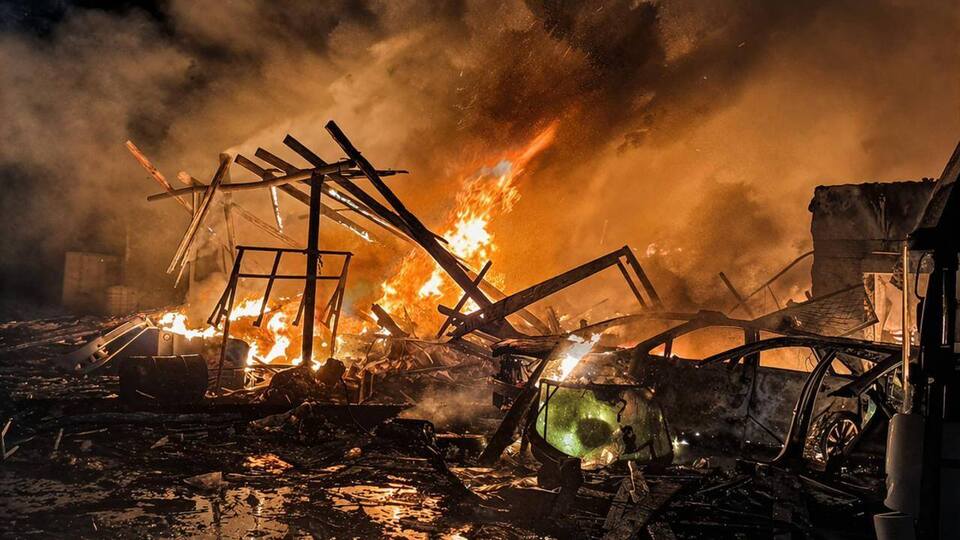 На месте прилетов был сильный пожар