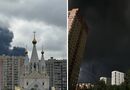 "Смотри, какая чернота", "Рассвета не будет". Москву после удара по НПЗ накрывает черный дым. Фоторепортаж