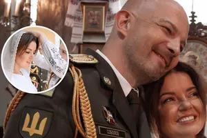 Вона – у божественній вінчальній сукні, а він – у формі. Падалко і Соболєв обвінчалися. Фото