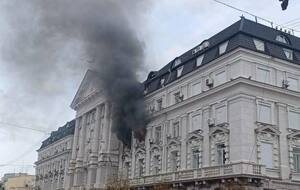 В Киеве девять пострадавших после атаки дрона. Повреждены здание СБУ и консистория Софии Киевской. Фото